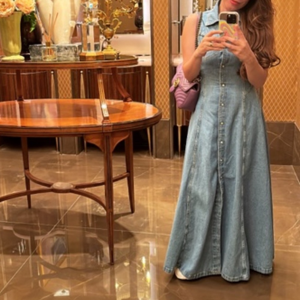 Bimba y Lola Sleeveless Denim Maxi Shirt Dress